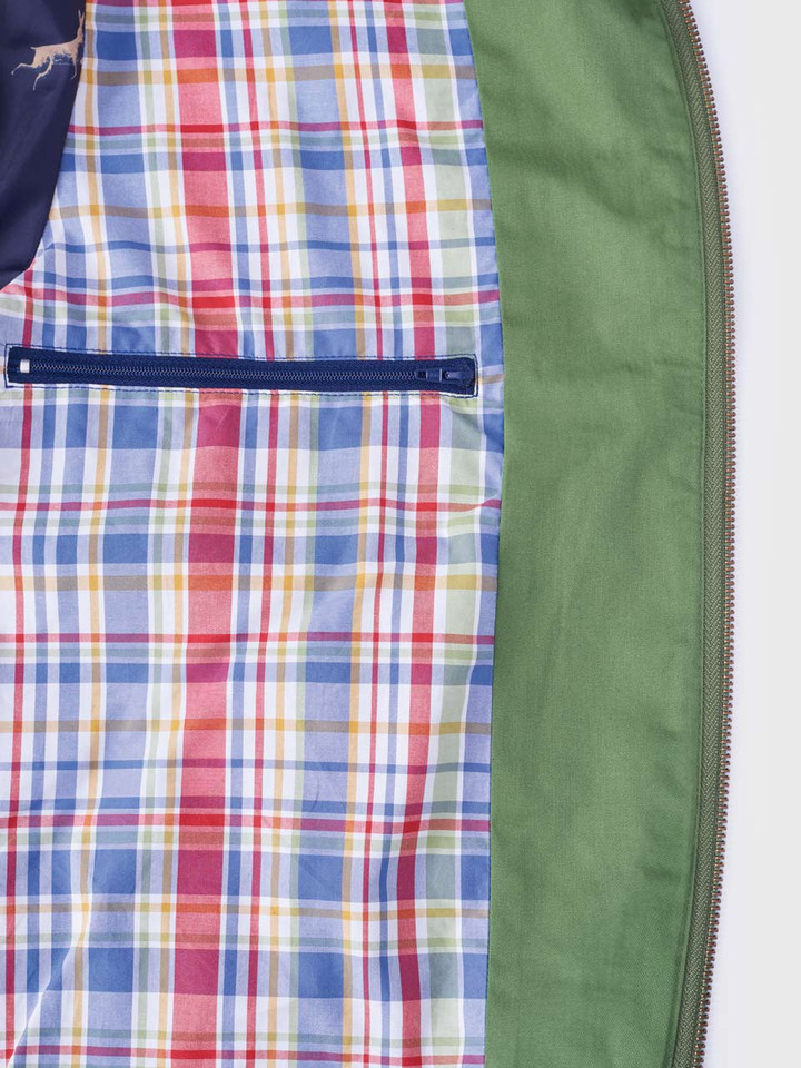Men's Green Harrington Jacket Lining Detail