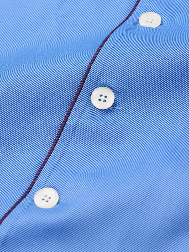 Men's Blue Cotton Twill Pyjamas Fabric Close Up