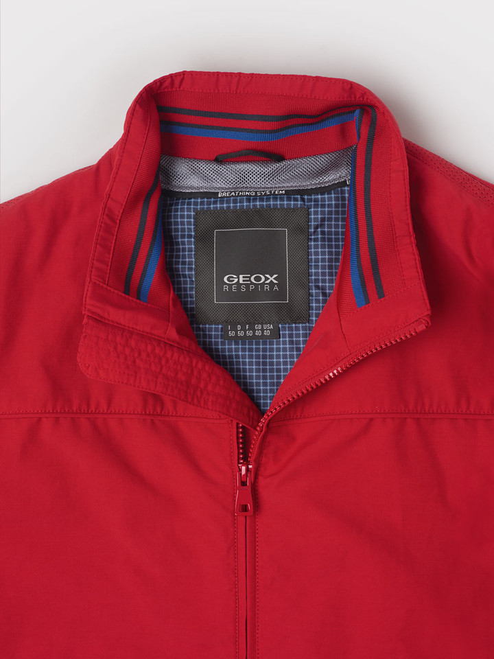 Men's Red Geox Bomber Jacket collar