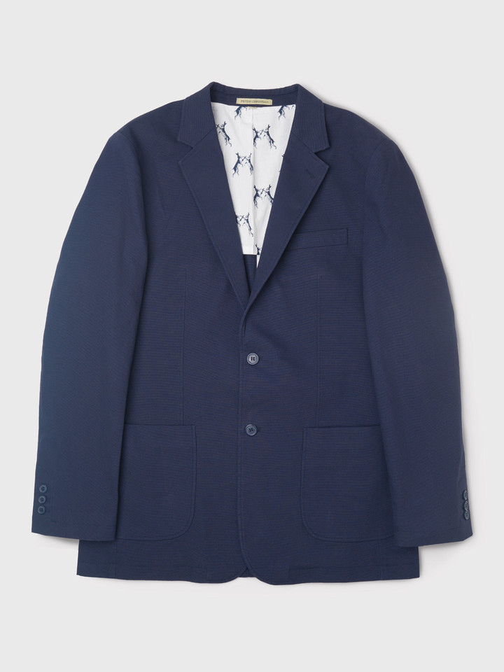Men's Navy Blue Cotton Canvas Blazer