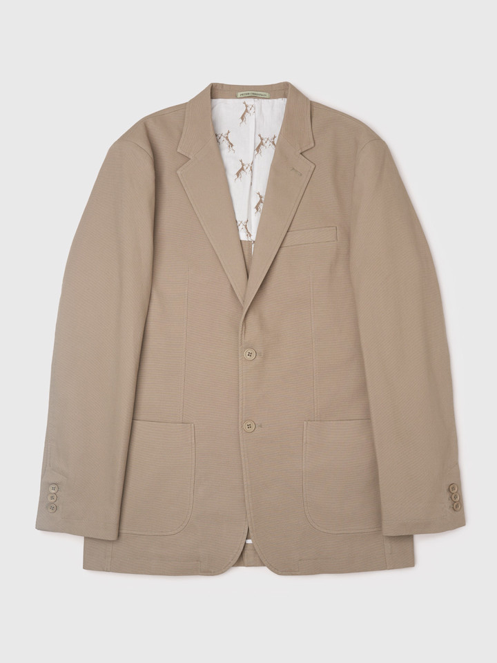 Men's Sand Beige Cotton Canvas Blazer