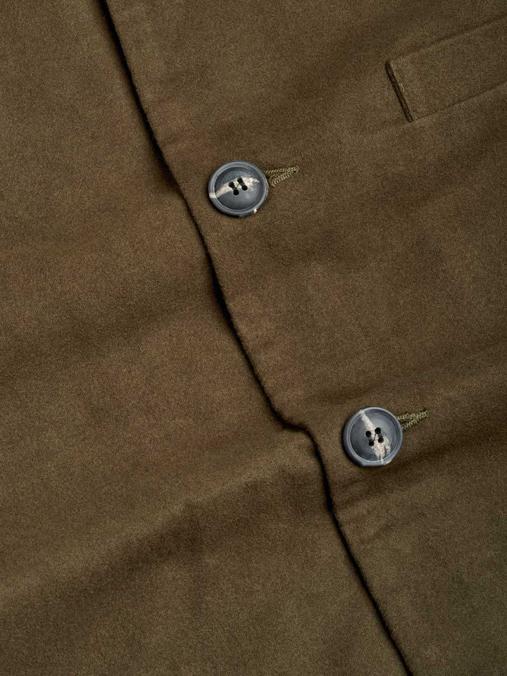 Green Nehru Moleskin Gilet Close up