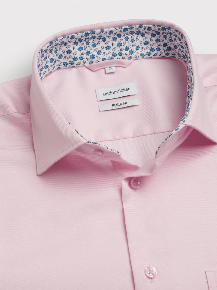 Men's Pale Pink Seidensticker Short Sleeve Shirt Collar