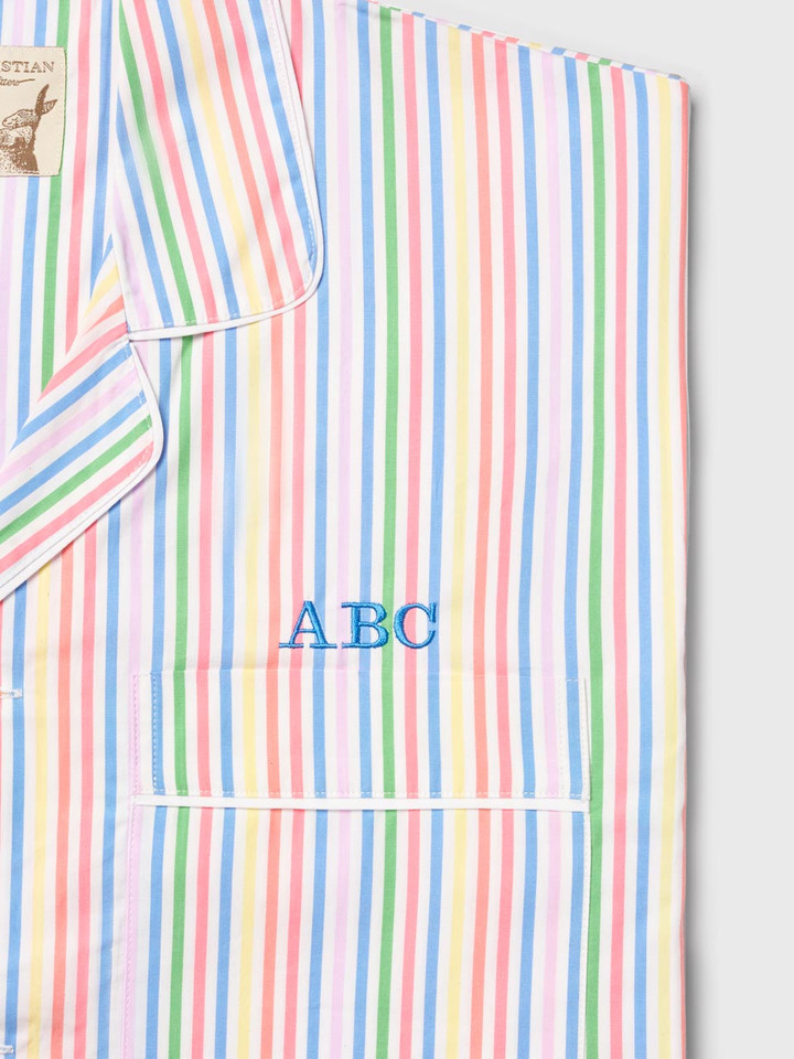 Multicoloured Striped Short Pyjamas Monogrammed