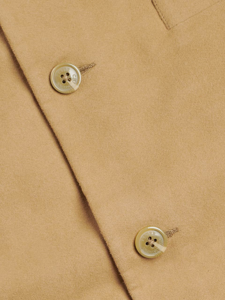Moleskin Nehru Beige Gilet Close Up