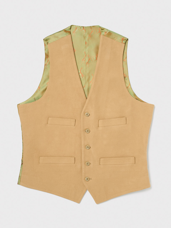 Beige Moleskin Waistcoat Front