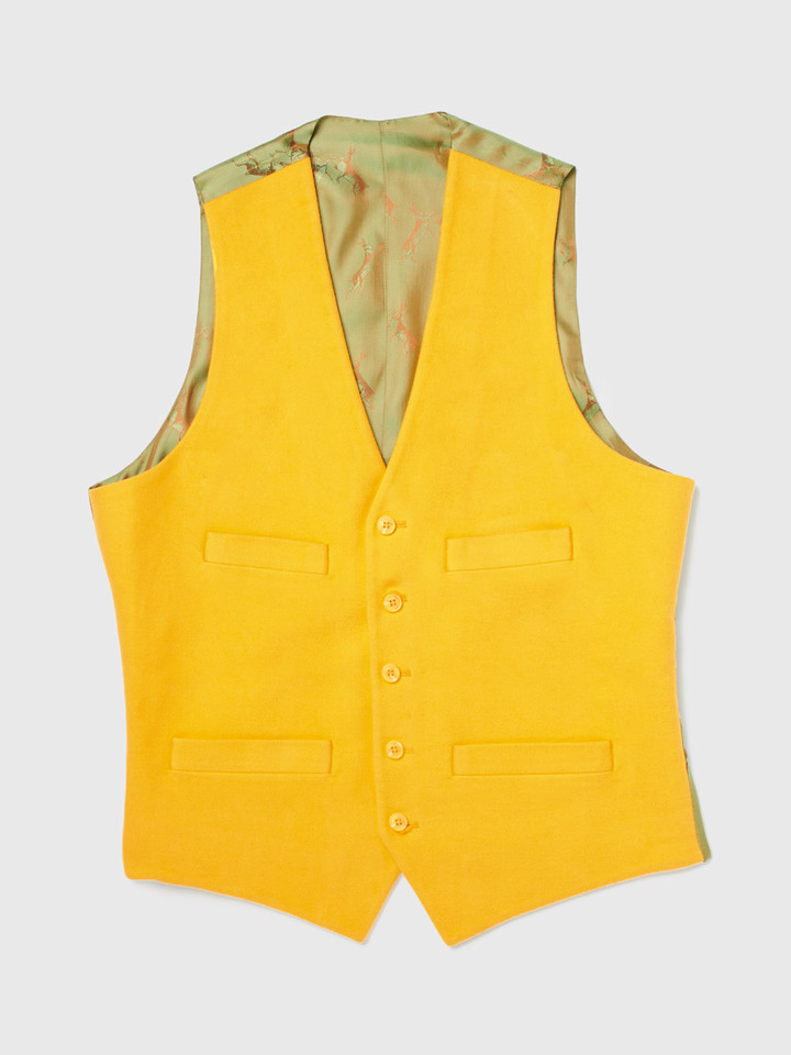Buttercup Yellow Moleskin Waistcoat  Front