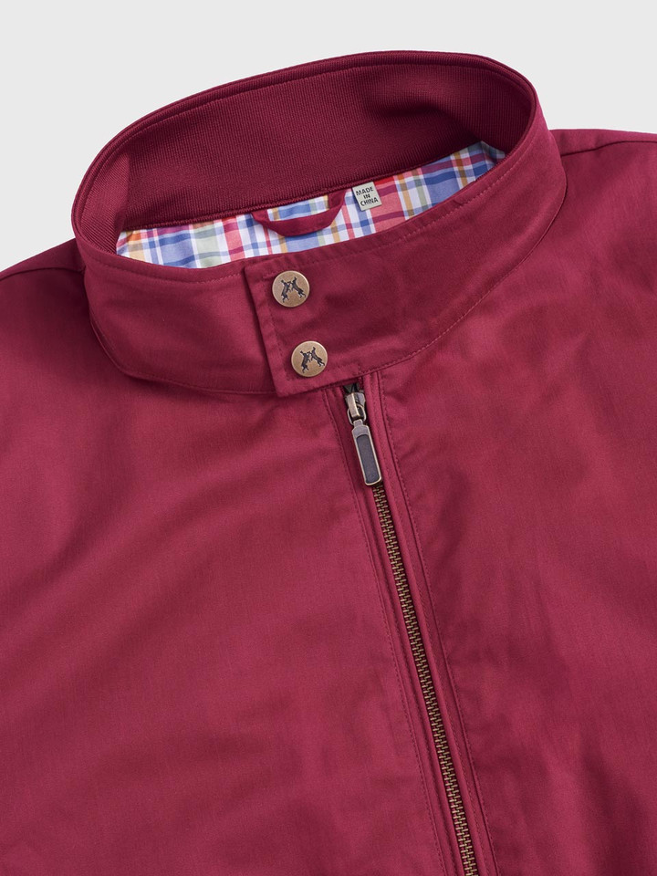 Men's Burgundy Harrington Jacket Collar Zipped