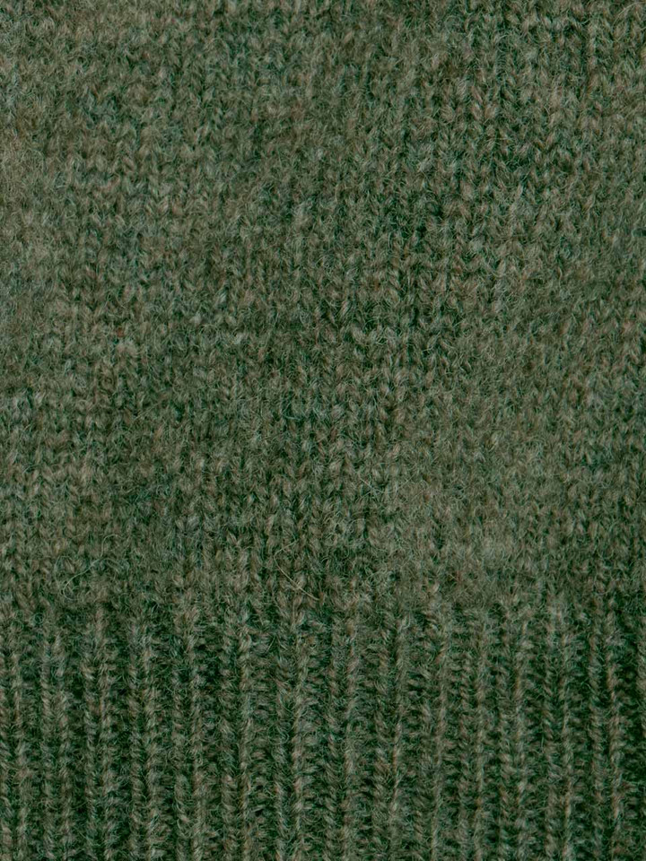 Green 100% Lambswool V-Neck Sweater