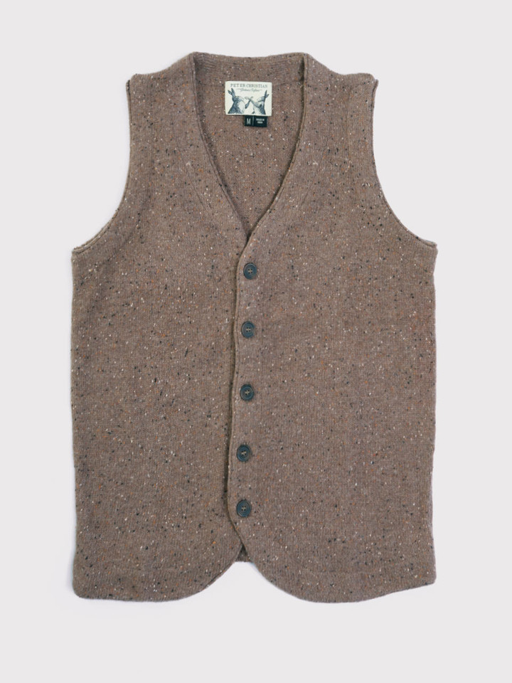 Men's Brown Donegal Fleck Knitted Waistcoat