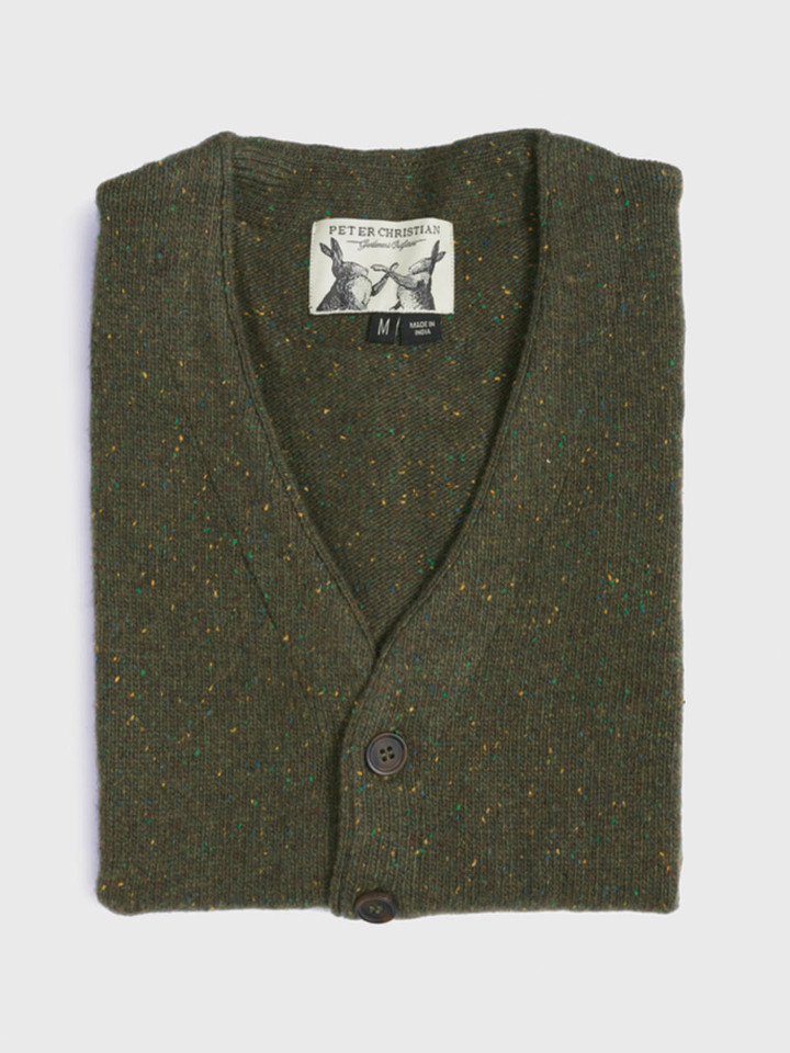 Men's Green Knitted Waistcoat Folded