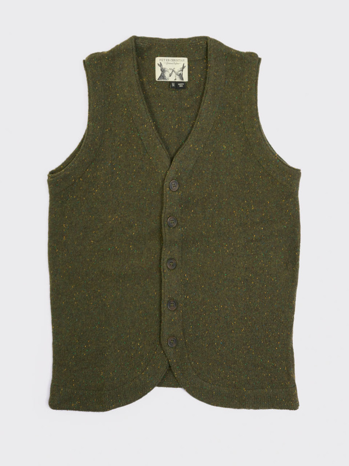 Men's Green Knitted Waistcoat