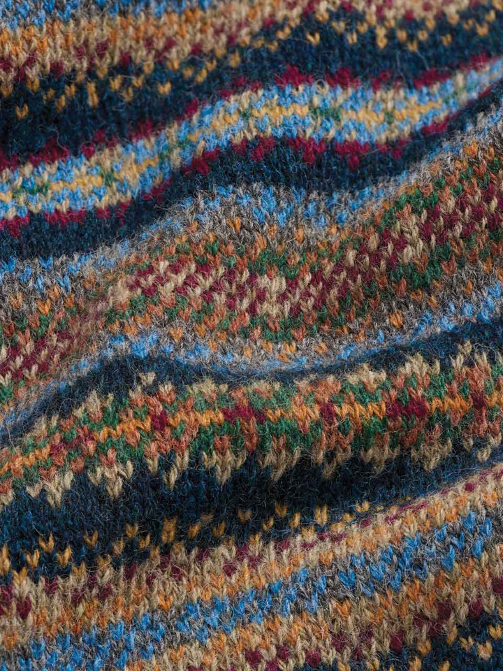 Navy Fairisle Crew Neck Sweater Close Up