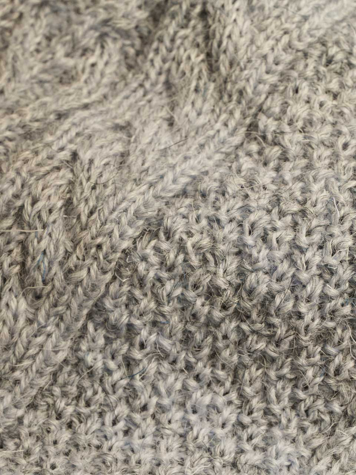 Undyed aran stone jumper close up