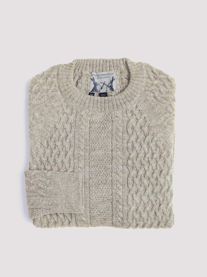 Undyed aran stone jumper folded