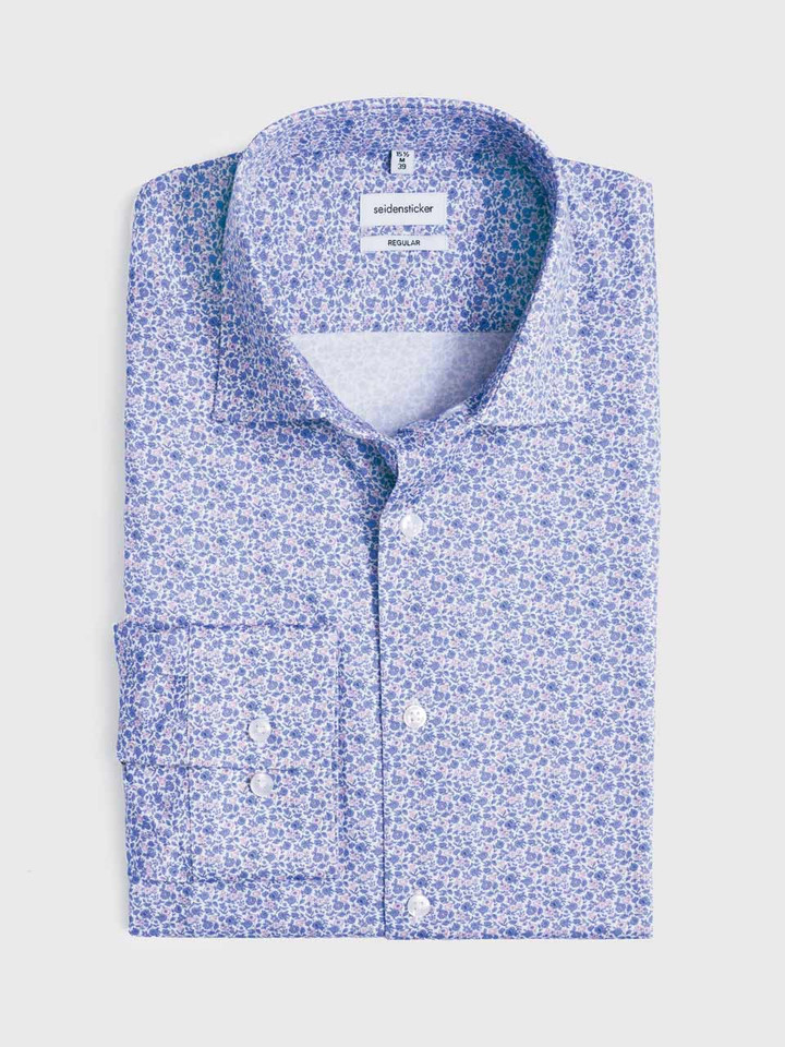 Blue Liberty Print Seidensticker Shirt Folded