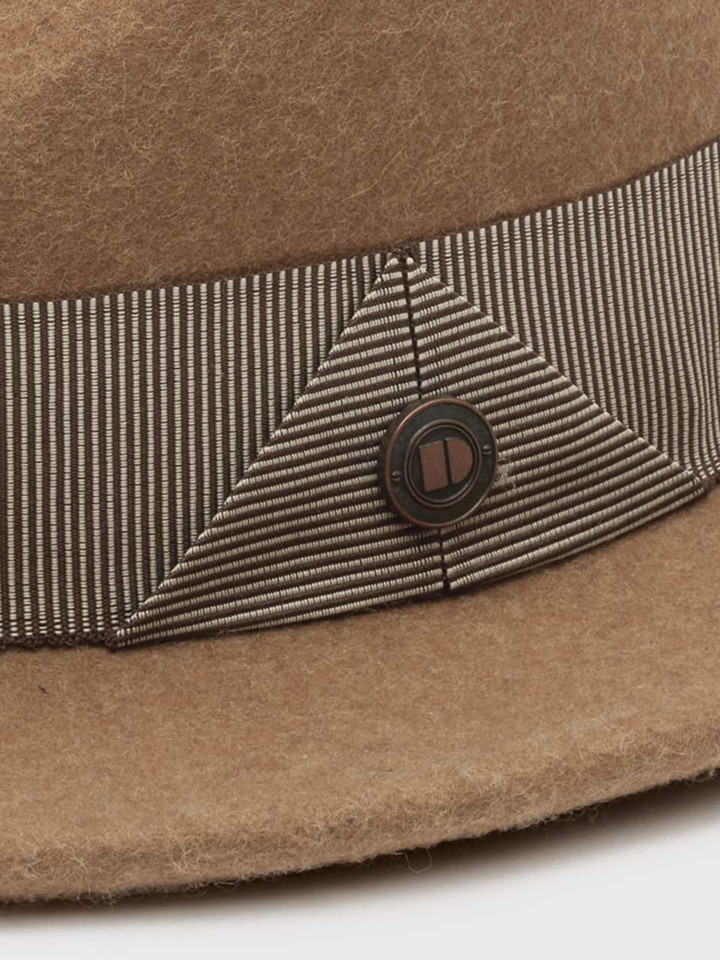 Camel Wool Blend Felt Hat Ribbon Detail