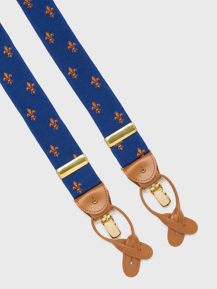 Blue Fleur De Lys Braces Leather Clips