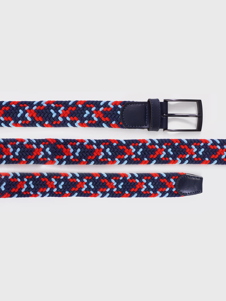 Mens Blue Mix Woven Elastic Belt