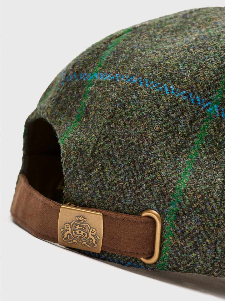 Green Tweed Baseball Cap Adjustable Back