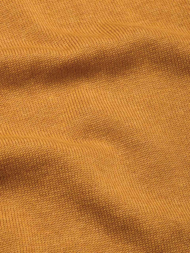 Mustard Yellow Fynch-Hatton Superfine Cotton V Neck Sweater Close Up