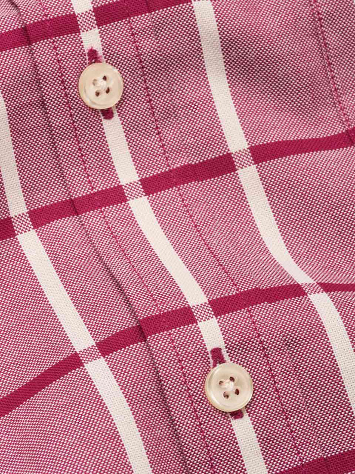 Wine Red Window Pane Check Shirt Close Up