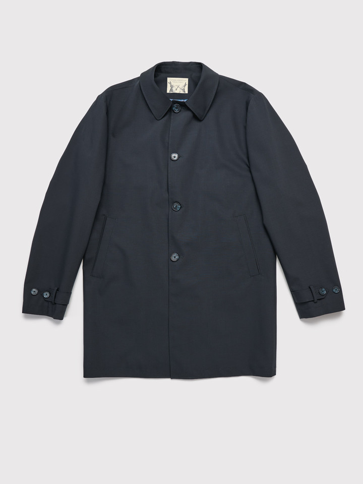 Men's Navy Luxury Wool Blend Mac Coat