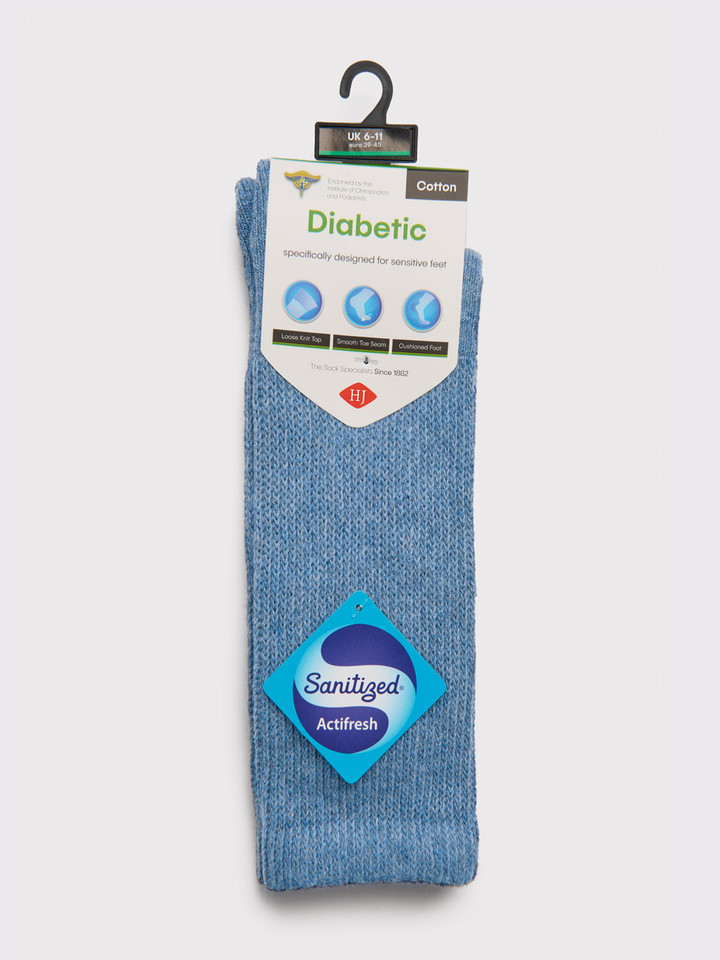 Blue Cotton Rich Diabetic Socks Pack