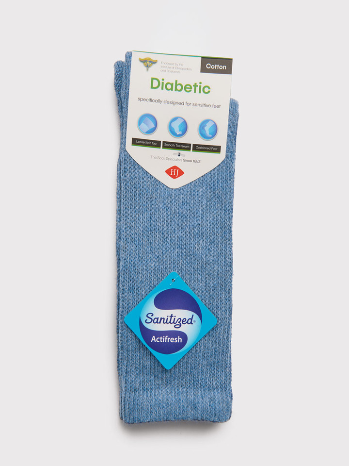 Mens Blue Cotton Rich Diabetic Socks