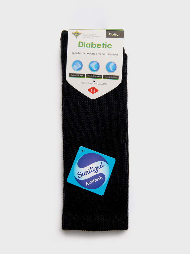 Mens Black Cotton Rich Diabetic Socks