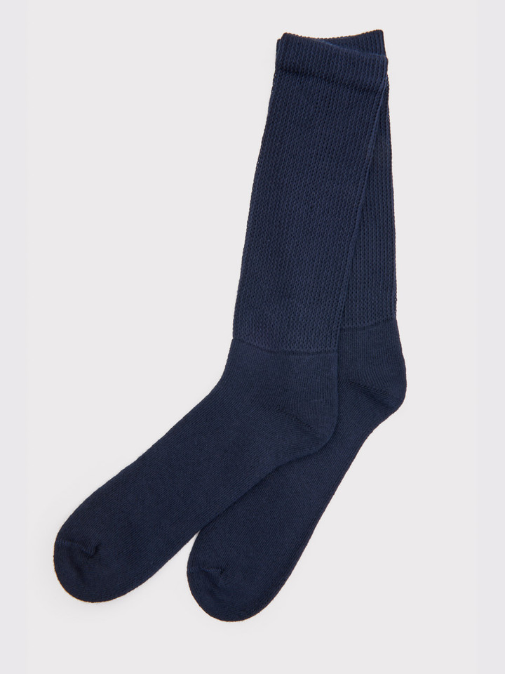 Navy Cotton Rich Diabetic Socks Flat