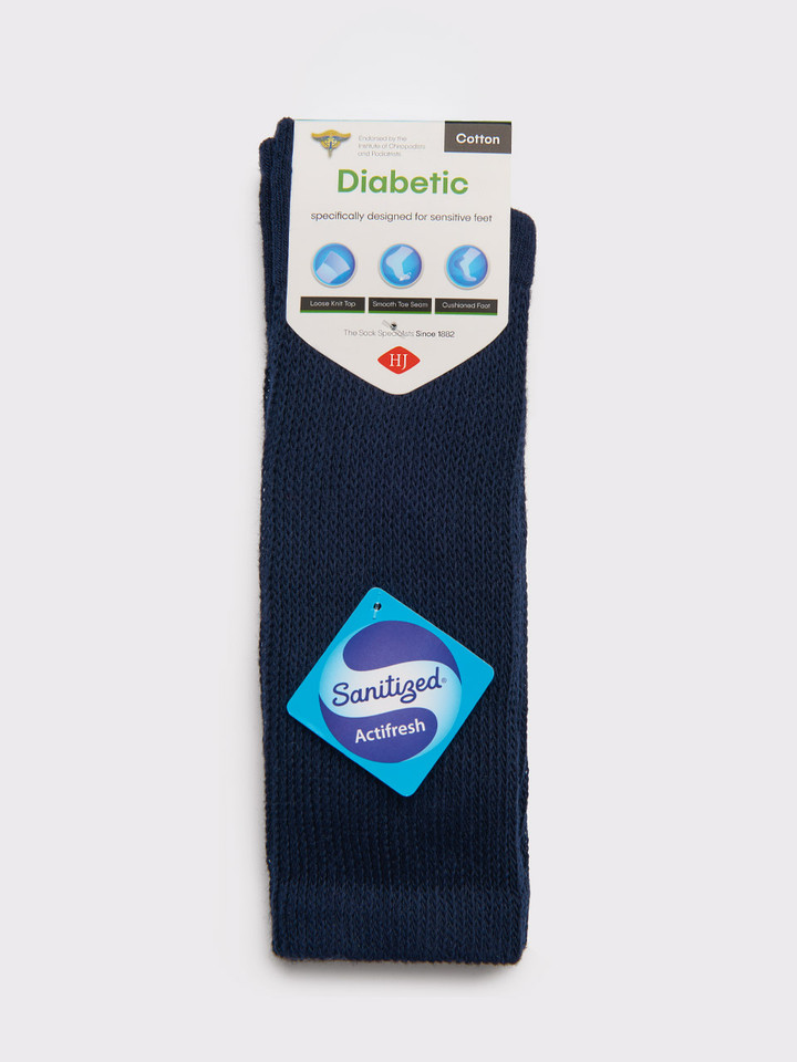 Mens Navy Cotton Rich Diabetic Socks