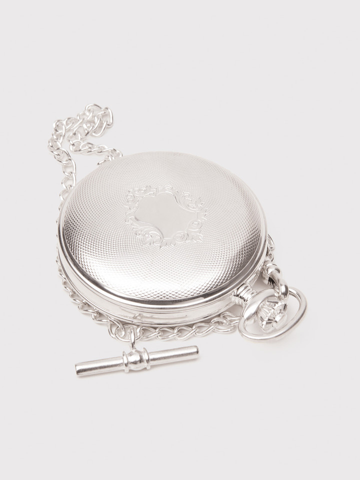 Jean Pierre Double Hunter Sterling Silver Skeleton Pocket Watch