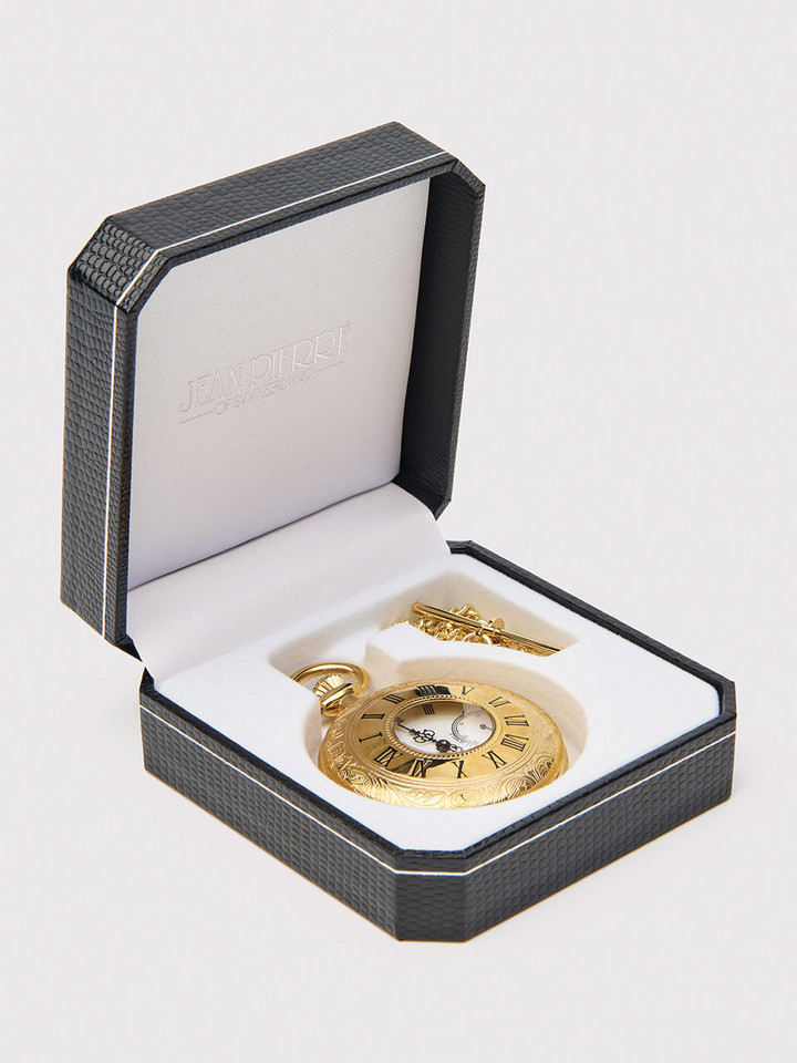 Jean Pierre Gold Plated Half Hunter Pocket Watch Box