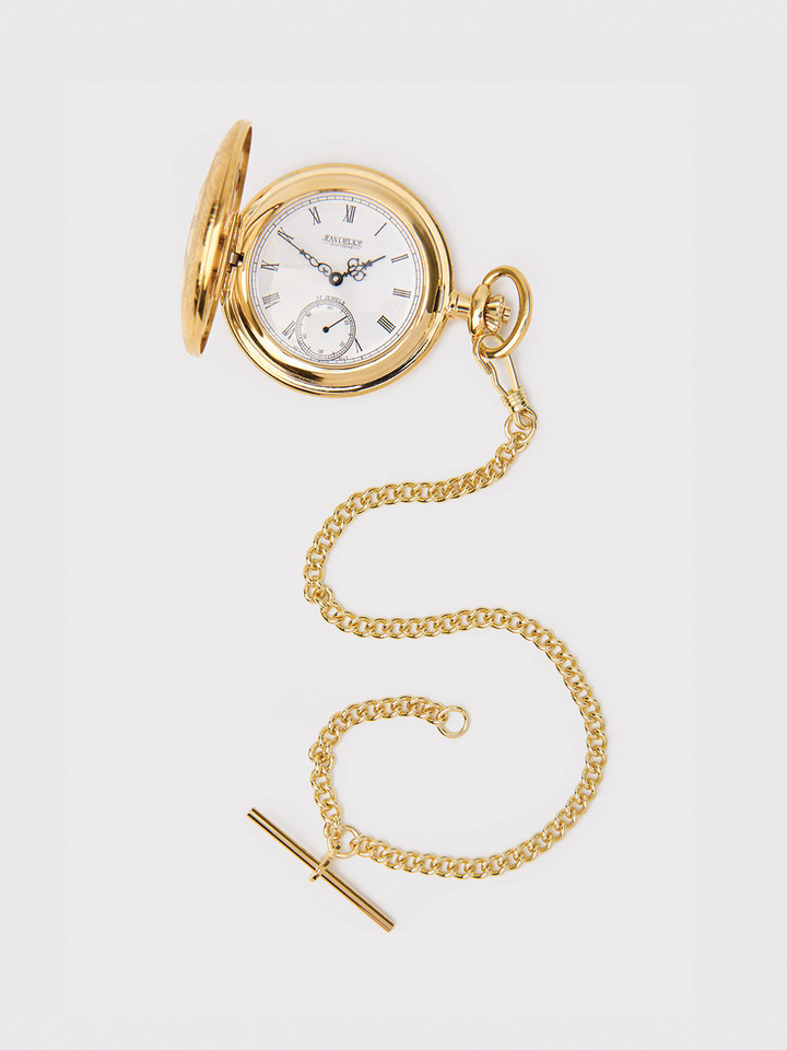 Jean Pierre Gold Plated Half Hunter Pocket Watch Chain