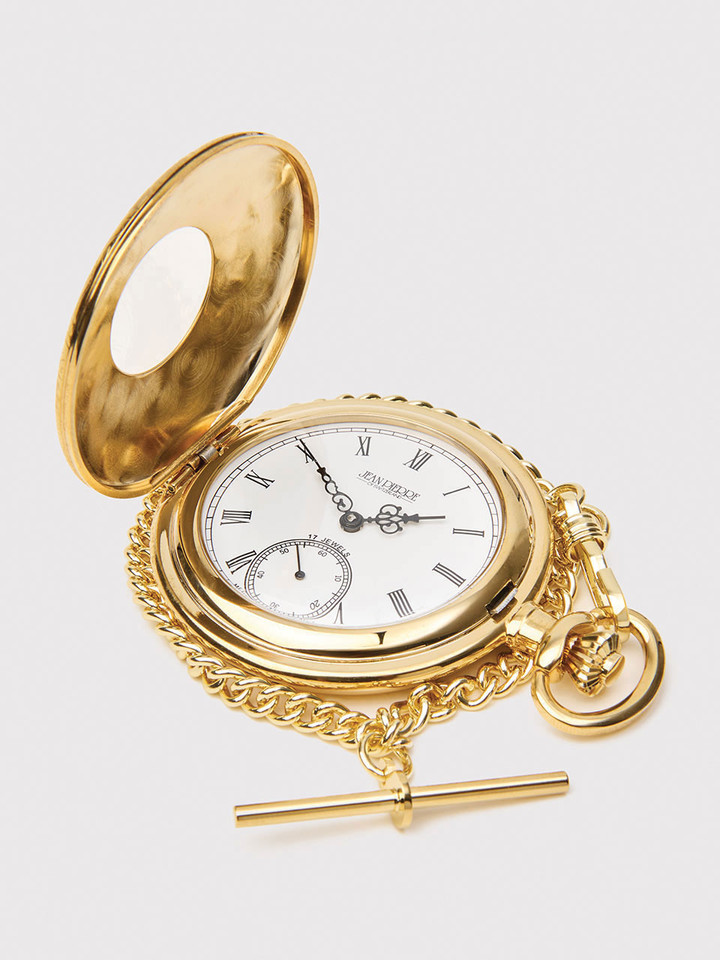 Jean Pierre Gold Plated Half Hunter Pocket Watch Open