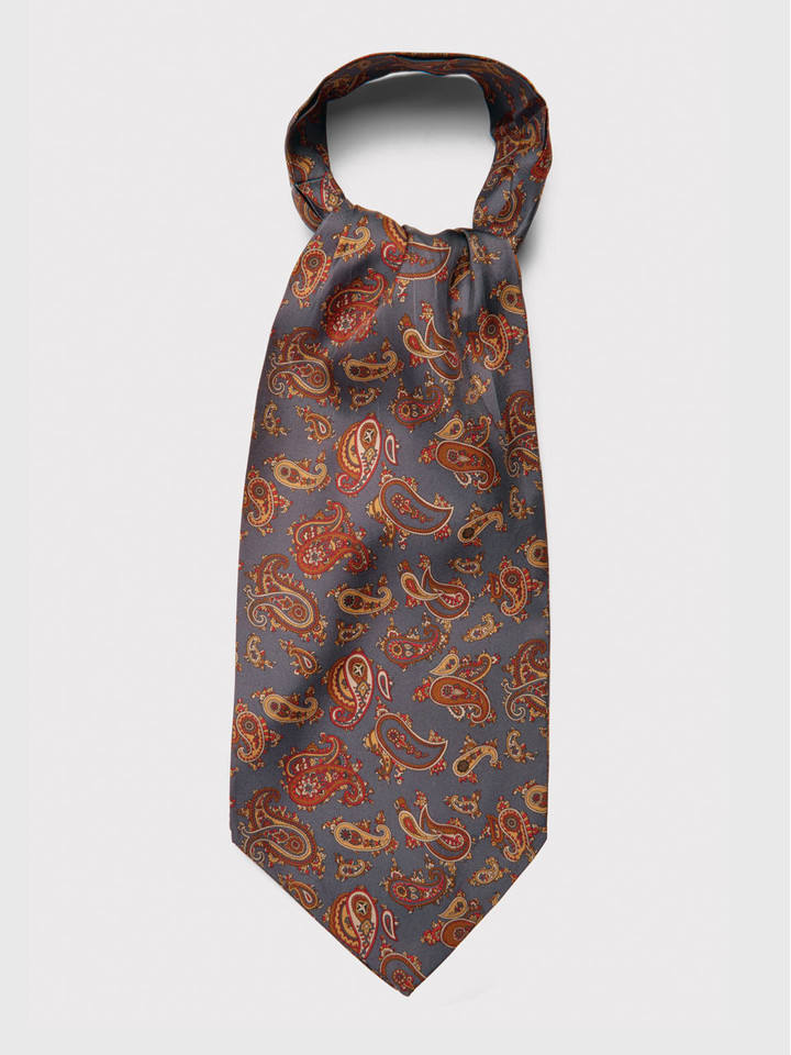 Men's Grey Silk Paisley Cravat