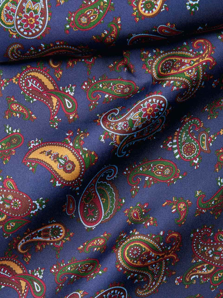 Navy Silk Paisley Cravat Detail