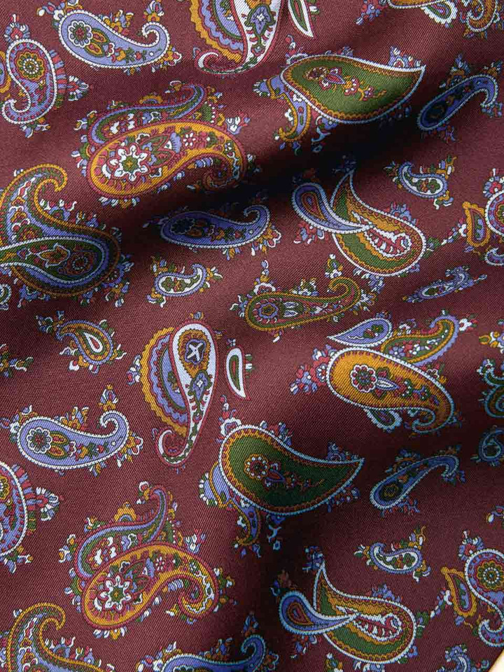 Wine Silk Paisley Cravat Details