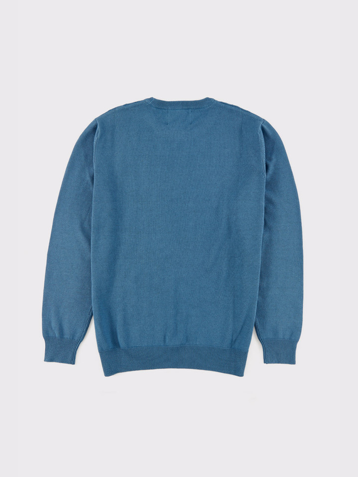 Blue ZigZag Cotton Crew Jumper Back