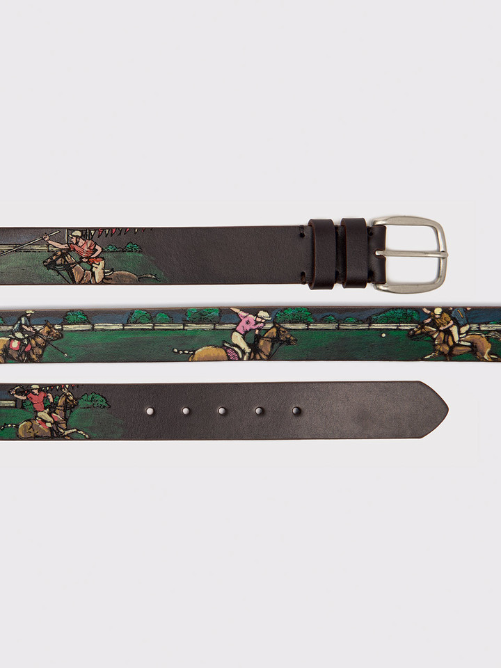Polo Hand Painted and Stitched Leather Belt Buckles