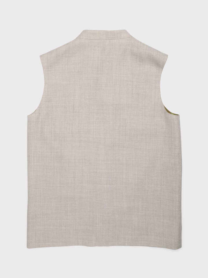 Men's Wool & Egyptian Cotton Nehru Gilet Back