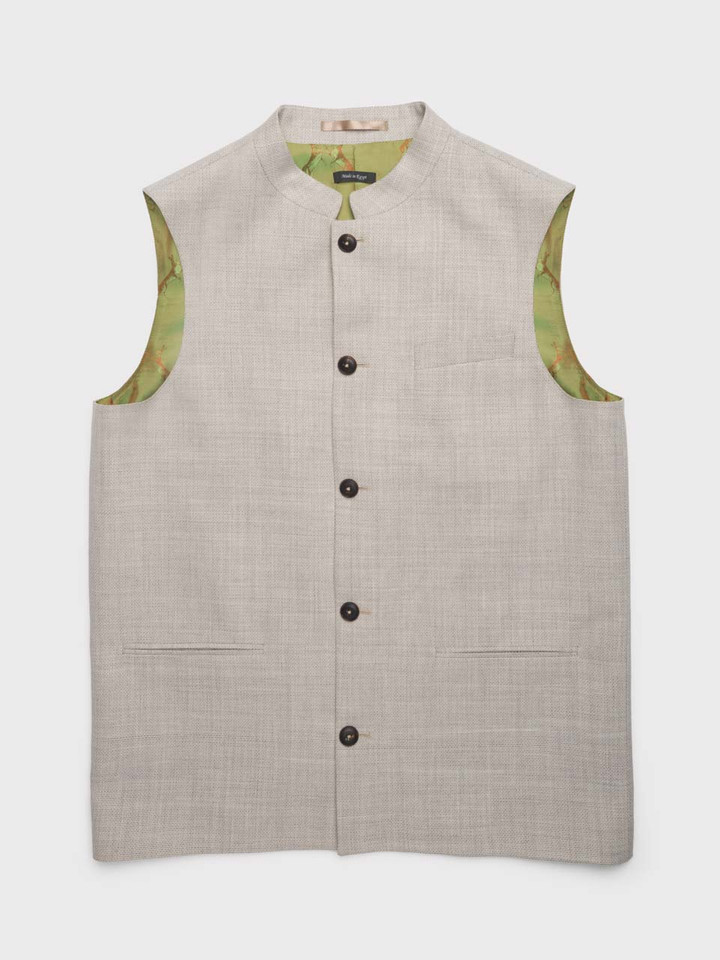 Men's Wool & Egyptian Cotton Nehru Gilet