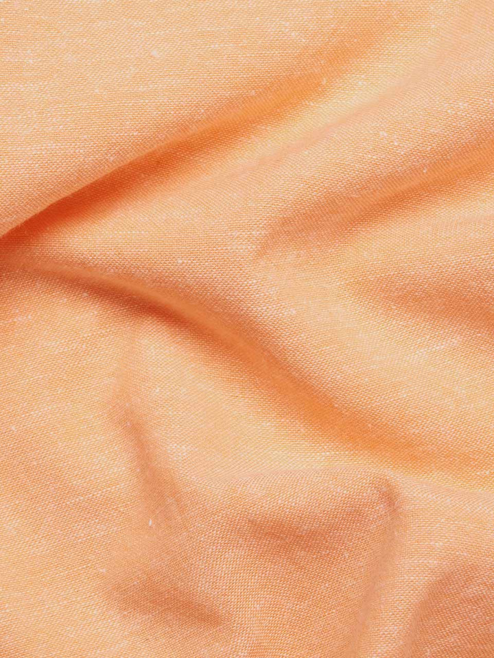 Men's Apricot Short Sleeve Linen and Cotton Fabric Closeup
