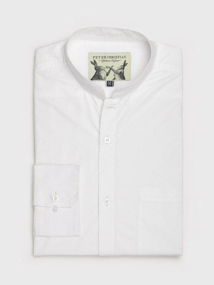 White Cotton Nehru Shirt Folded