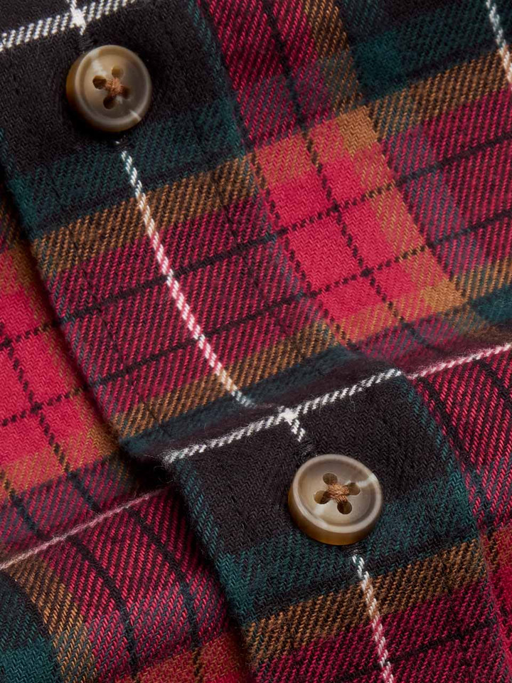 Red Brushed Cotton Tartan Shirt Close Up