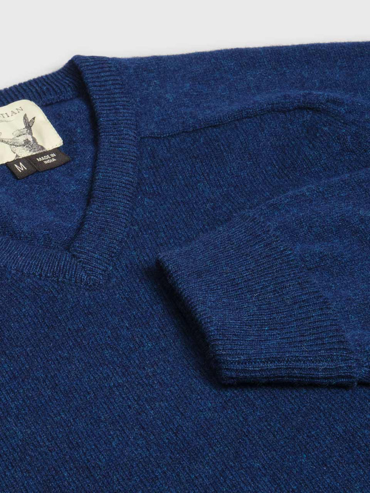 Navy Lambswool V Neck