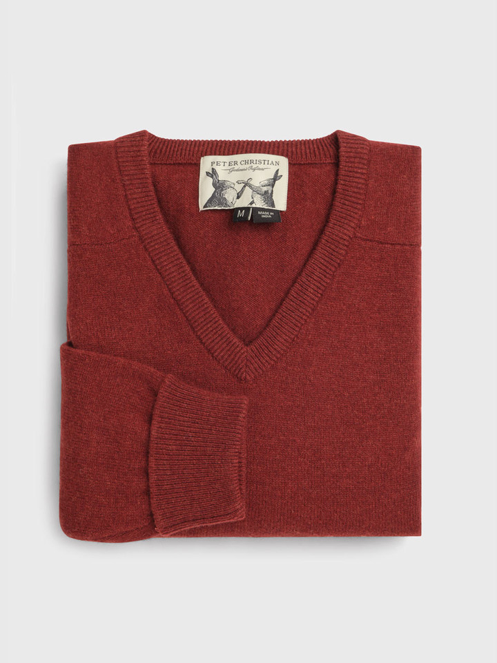 Rust Lambswool V Neck