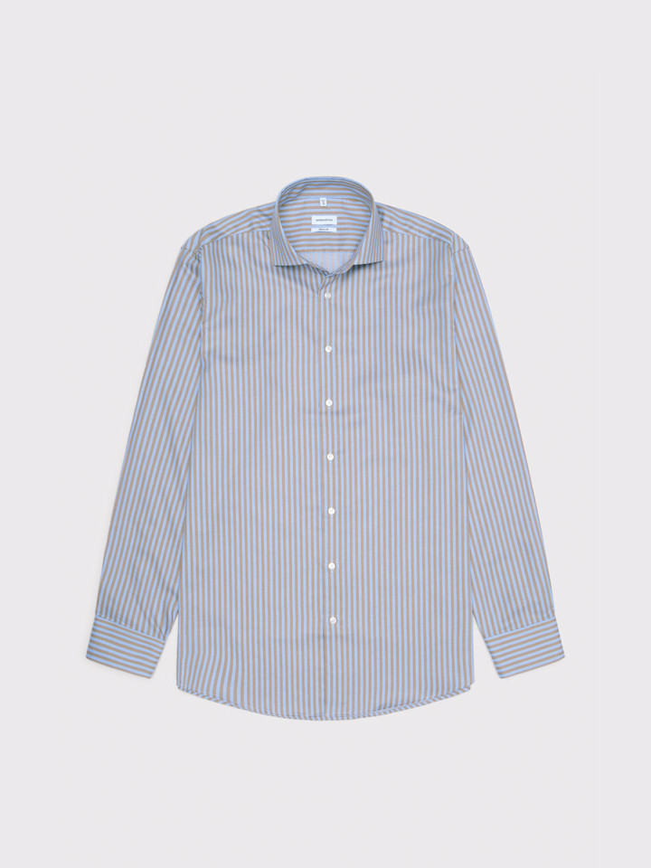 Blue Brown Stripe Seidensticker Shirt