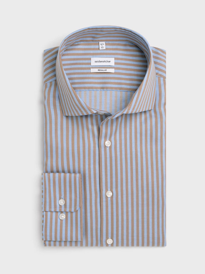 Blue Brown Stripe Seidensticker Shirt